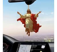 Adorno colgante retro 2D de Jesús for coche, colgante divino, adorno de espejo plano acrílico for interior de coche,adorno de Jesús, regalo religioso for camioneros(2pcs Style a)