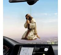 Adorno colgante retro 2D de Jesús for coche, colgante divino, adorno de espejo plano acrílico for interior de coche,adorno de Jesús, regalo religioso for camioneros(5pcs Style C)