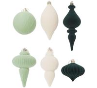 Adorno con 6 diseños distintos, color rojo que se muestra, tamaño 27833,5 cm. Paquete festivo ideal para tonos navideños para añadir encanto vibrante y festivo a tu decoración navideña. Plástico