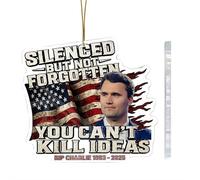 Adorno conmemorativo de Charlie Kirk, en memoria de Charlie Kirk, un verdadero patriota, adorno acrílico para decoración de árbol de Navidad, colgante silenciado pero no olvidado para decoración