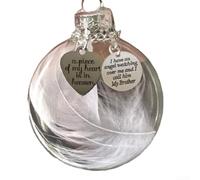 Adorno conmemorativo de Navidad transparente, decoración colgante de bola de plumas con grabado "My Heart Is In Heaven", recuerdo de plástico transparente para árbol o pared