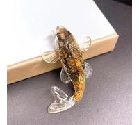 Adorno creativo de peces artificiales, cristal de pez Koi, decoración para el hogar, escritorio, tablero de coche, cristal natural, figura para buena suerte y prosperidad, estatua de pez en miniatura
