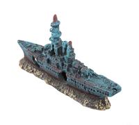 Adorno creativo del acuario del barco pirata, decoración segura del buque de guerra de la resina para el paisajismo del tanque de peces con las cámaras de la natación (buque de guerra)