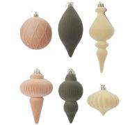 Adorno de 6 diseños únicos que se muestran en el tamaño 27833,5 cm. Paquete festivo ideal para tonos navideños para añadir encanto vibrante y festivo a tu decoración navideña. Plástico flocado