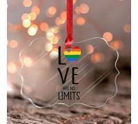Adorno de acrílico manchado para colgar en la ventana, con texto en inglés «Love Has No Limits», recuerdo para lesbianas, gay, bisexuales, transgénero, asexual, arco iris, colores vibrantes