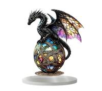 Adorno de acrílico para el hogar y la oficina con dragón guardián mítico en 2D. Figurita de acrílico con dragón antiguo en 2D. Regalo de cumpleaños