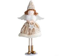 Adorno de ángel de pie suave al tacto para decoración de Navidad que mejora las vacaciones con un aspecto festivo encantador (caqui)