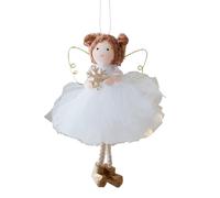 Adorno de ángel para árbol de Navidad, falda de tul, decoración de ensueño, colgantes de ángel de ala dorada para árboles de Navidad, para sala de estar, dormitorio, balcón, jardín, puerta de granja