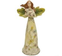 Adorno de ángel verde con conejo para acompañante, decoración temática de naturaleza espiritual para estudio de dormitorio, resina ecológica de 24 cm para escultura