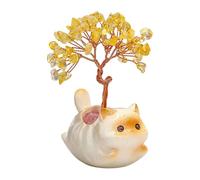 Adorno de árbol de cristal, figura de gatito citrino para oficina, artesanía de resina con detalles brillantes, tamaño decorativo compacto, función de acento elegante, pieza de exhibición elegante