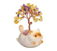 Adorno de árbol de cristal, figura de gatito citrino para oficina, artesanía de resina con detalles brillantes, tamaño decorativo compacto, función de acento elegante, pieza de exhibición elegante