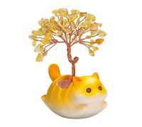 Adorno de árbol de cristal, figura de gatito citrino para oficina, artesanía de resina con detalles brillantes, tamaño decorativo compacto, función de acento elegante, pieza de exhibición elegante