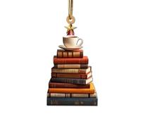 Adorno de árbol de libros de Navidad, adorno para amantes de los libros, adorno de árbol de café de Navidad, colgante de árbol acrílico, regalo para su bibliotecaria, adorno de Navidad de lectura