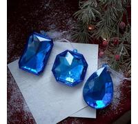 Adorno de árbol de Navidad con piedras preciosas, de plástico, para decoración navideña, corona de árbol de Navidad, exhibición (9 x 9 x 3,5 cm, diseño celestial elegante de plástico) (rectángulo A)
