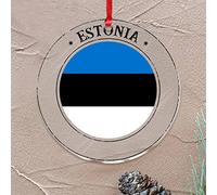 Adorno de árbol de Navidad de Estonia, bandera de ciudad, recuerdo redondo, adorno de árbol de Navidad, serie de héroes, bola de Navidad personalizada de acrílico para decoraciones de fiesta de árbol