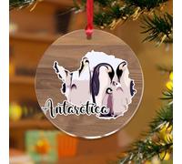 Adorno de árbol de Navidad de la Antártida, impresión artística de la nación, regalo de recuerdo rústico, discos acrílicos transparentes, obra de arte moderna, colgante de paisaje urbano para