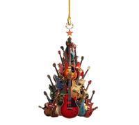 Adorno de árbol de Navidad Rockin' Around The Guitar, Adorno de árbol de Navidad de Guitarra de Roca acrílica 2D, Adorno de Instrumento Musical de Guitarra, Regalo para Guitarrista, Profesor