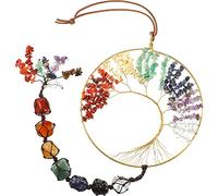 Adorno de Árbol de Vida de Cristales Curativos Piedras de 7 Chakras Colgador de Meditación de Pared de Piedras de Chakra Adorno Colgante de Feng Shui Rodada de Ventana Recuerdo Boda Fiesta