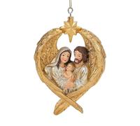 Adorno de árbol genealógico sagrado - Adorno de vacaciones de resina | Artesanía de arte de la Natividad | Santa Familia en alas de ángel | Accesorios decorativos para Navidad, vacaciones y pero
