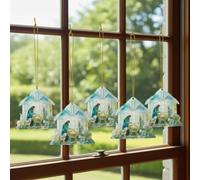 Adorno de belén, 5 piezas de acrílico 2D hecho a mano, adorno de árbol costero, colgante temático de playa para exhibición de fiesta familiar, decoración religiosa de vacaciones para amantes del mar