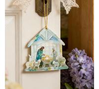 Adorno de belén, acrílico 2D hecho a mano, adorno de árbol costero, colgante temático de playa para exhibición de fiesta familiar, decoración religiosa de vacaciones para amantes del mar