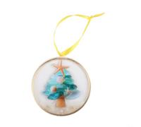 Adorno de belén costero, adorno de árbol de conchas marinas con estrella de mar, bola de playa de nacimiento de Jesús, decoración de Navidad con temática de mar de acrílico azul, para vacaciones (C)