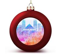 Adorno de bola de Navidad con silueta de Turquía de Estambul, rascacielos de la ciudad, edificios, siluetas, colgante de árbol de Navidad, decoración de vacaciones para el hogar, granja, decoración de