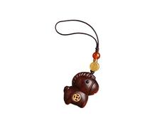 Adorno de caballo de madera multiusos para llaves, bolsa de uso diario, ligero con significado cultural chino, teléfono Shatp, Morado (, keychain