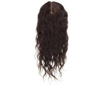 Adorno de cabello humano, clips en postizos reales con base de piel de seda for mujeres, for cubrir la línea del cabello pelos finos en la parte superior(18 inch,5X5inch)