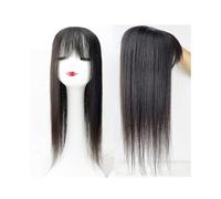 Adorno de cabello humano con flequillo, pieza de cabello Remy brasileño, Clips de peluquín superiores de seda atados a mano for mujeres Wiglets(14 inches,14X16cm)