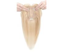 Adorno de cabello humano real con flequillo, cabellos Remy for mujeres que se adelgazan en la parte superior, pieza de cabello con Base de seda con Clip de 7x13cm Suave y Natural(18P613,10 Inch)