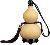 Adorno de calabaza estilo chino,Adorno de Calabaza Frasco de calabaza natural for decoración del hogar, botella vacía, corcho, tetera, cera de abejas, medicina, jarra de calabaza(Primary Color)