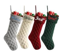 Adorno de calcetín de Navidad con nombres bordados personalizados, medias tejidas con nombre personalizado para regalos de fiesta de Navidad y decoración para chimenea