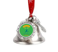 Adorno de campana de Navidad con texto en inglés "Keep Calm And Skydiving Christmas Bells" con cinta roja para árbol de Navidad