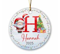 Adorno de cerámica con monograma de letra H, adorno de Navidad con inicial, regalo para mamá, papá, mejores amigos, recuerdo de Navidad 2025, nombre personalizado, letra inicial del alfabeto, adornos