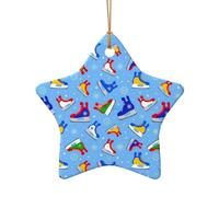 Adorno de cerámica de Navidad con diseño de estrella o corazón, decoración para colgar en el árbol de Navidad, decoración del hogar, elementos de hockey