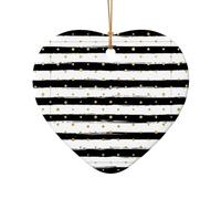 Adorno de cerámica de Navidad con diseño de estrella o corazón, decoración para el hogar, decoración del hogar, tinta y rayas doradas
