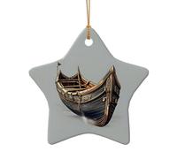 Adorno de cerámica de Navidad con diseño de estrella o corazón, decoración para el hogar, diseño de barcos vikingos vikingos