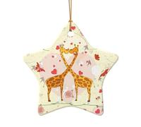 Adorno de cerámica de Navidad con diseño de estrella o corazón, decoración para el hogar, diseño de jirafa, corazón, mariposa