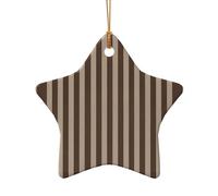 Adorno de cerámica de Navidad con diseño de estrella o corazón, decoración para el hogar, diseño de rayas marrones