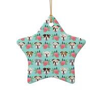 Adorno de cerámica de Navidad con diseño de estrella o corazón, decoración para el hogar, diseño divertido de perro inglés