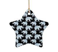 Adorno de cerámica de Navidad con diseño de estrella o corazón, decoración para el hogar, elefante, color azul y negro