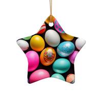 Adorno de cerámica de Navidad con diseño de estrella o corazón, decoración para el hogar, huevos de Pascua
