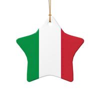 Adorno de cerámica de Navidad con diseño de estrella o corazón para colgar en el árbol de Navidad, decoración del hogar, bandera italiana