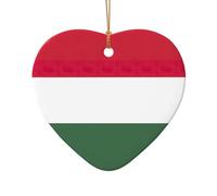 Adorno de cerámica de Navidad con diseño de estrella o corazón para colgar en el árbol de Navidad, decoración del hogar, bandera de Hungría