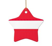 Adorno de cerámica de Navidad con diseño de estrella o corazón para colgar en el árbol de Navidad, decoración del hogar, bandera austriaca