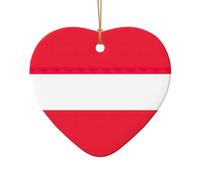 Adorno de cerámica de Navidad con diseño de estrella o corazón para colgar en el árbol de Navidad, decoración del hogar, bandera austriaca