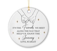 Adorno De Cerámica Es La Amistad Que Encontramos En El Camino. Navidad De Cerámicas Dornos Navideños para Regalo Fiestas Vacaciones 7.3 Cm