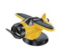 Adorno de coche de avión de combate con hélice giratoria alimentada por energía solar, accesorio de tablero de instrumentos ABS estilo aviación, decoración interior alimentada por luz (amarillo)