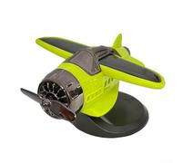 Adorno de coche de avión de combate con hélice giratoria alimentada por energía solar, estilo aeronáutico ABS, accesorio para tablero de instrumentos, decoración interior alimentada por luz (verde